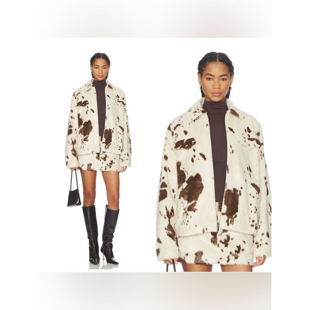 NWT Lovers and Friends Nash Jacket in Cow Print calf hair